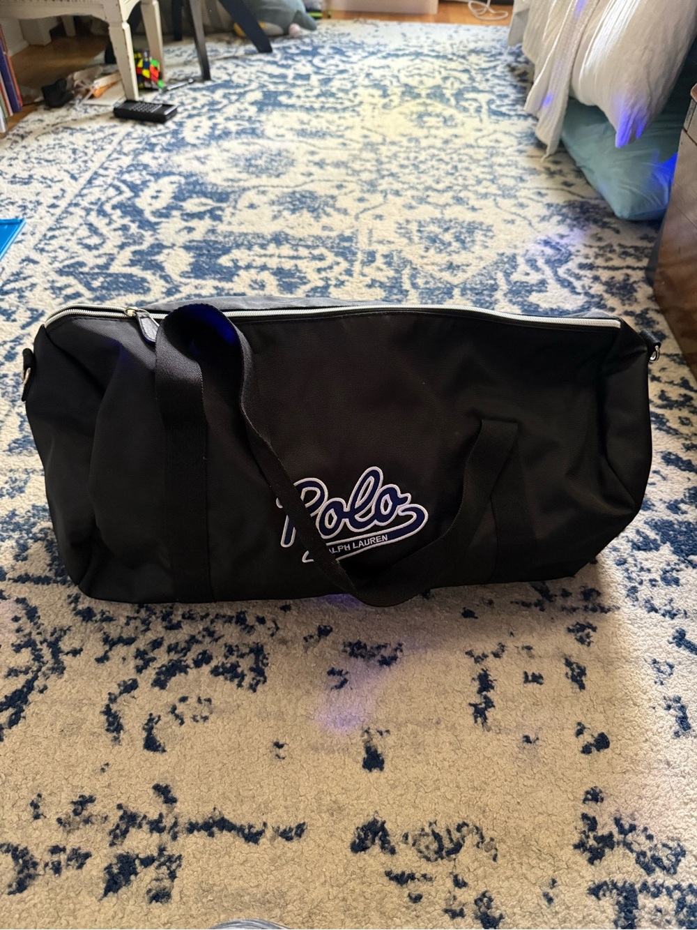 Polo by Ralph Lauren Black Duffel with White Trim and Logo